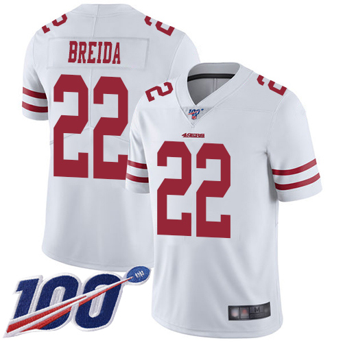 San Francisco 49ers Limited White Men Matt Breida Road NFL Jersey #22 100th Season Vapor Untouchable